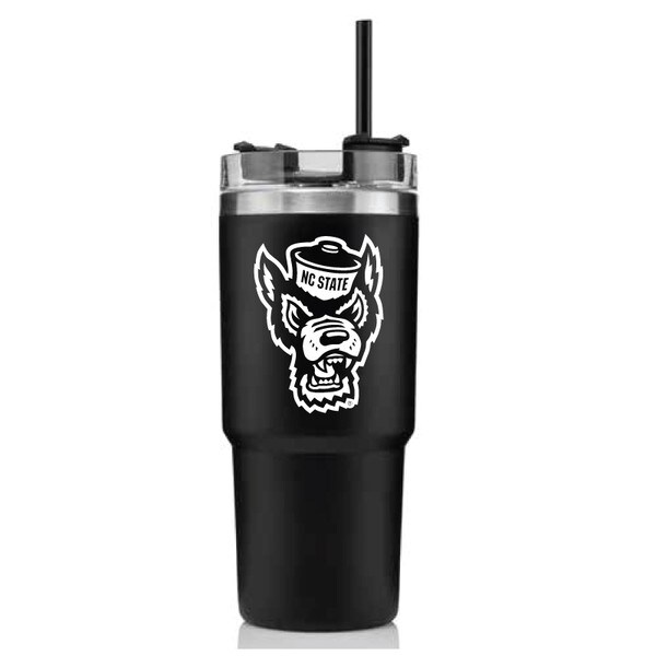 24 oz. Black Tumbler With Straw Tuf